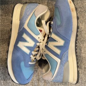 New Balance 574 Light Blue and White Sneakers
